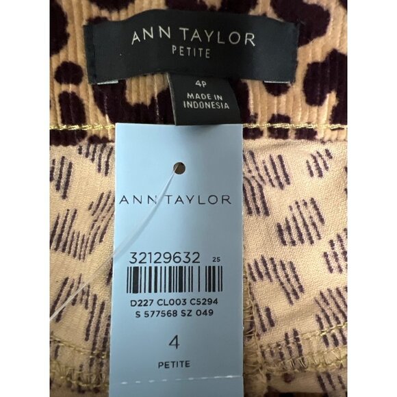 NEW! Ann Taylor Skinny High Rise Cheetah Animal Print Corduroy Pants Women's 4 - Picture 10 of 11